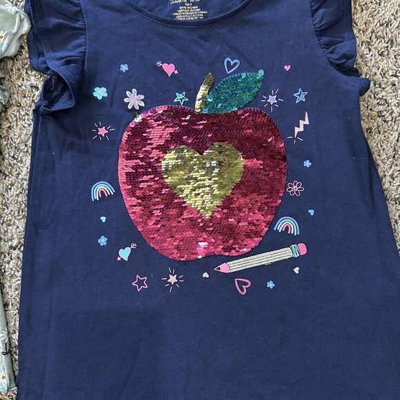 Girls Sz 7/7-8 Set of 2 Tops Cynthia Rowley Jenna & Jessie USA Floral Sequence - Picture 3 of 12